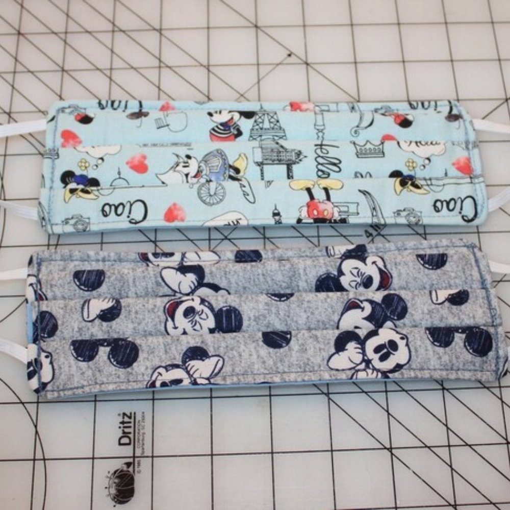 2 pc Cotton Face Masks - Mickey & Minnie Mouse